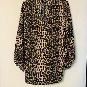 Leopard Print Long Sleeve Dress